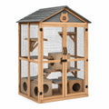 Jaula para gatos de madera de abeto y alambre galvanizado para exterior