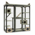 Jaula para gatos de acero y tablero MDF con detalles de orejas 150x120x60 cm