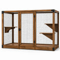 Jaula de madera para gatos con malla de acero galvanizado 182x76x121 cm