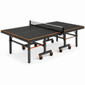 Mesa de tenis de mesa de MDF negro y naranja con ruedas