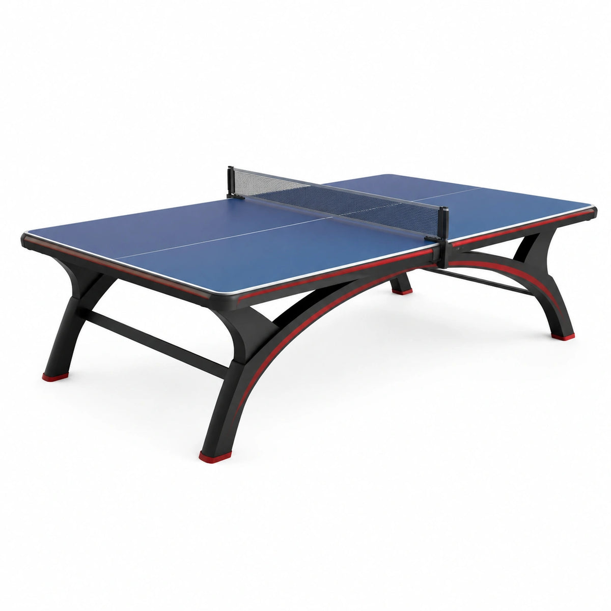 Mesa de ping-pong de melamina azul con estructura de acero y aluminio