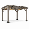 Pérgola de aluminio marrón con luces LED 300x300x250 cm