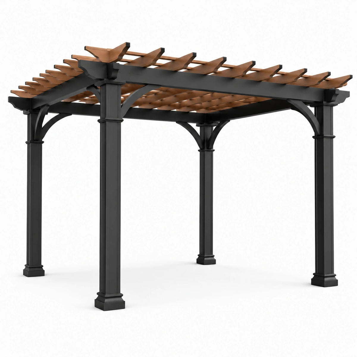Pérgola de aluminio y madera tratada 300x300x250 cm negro/marrón