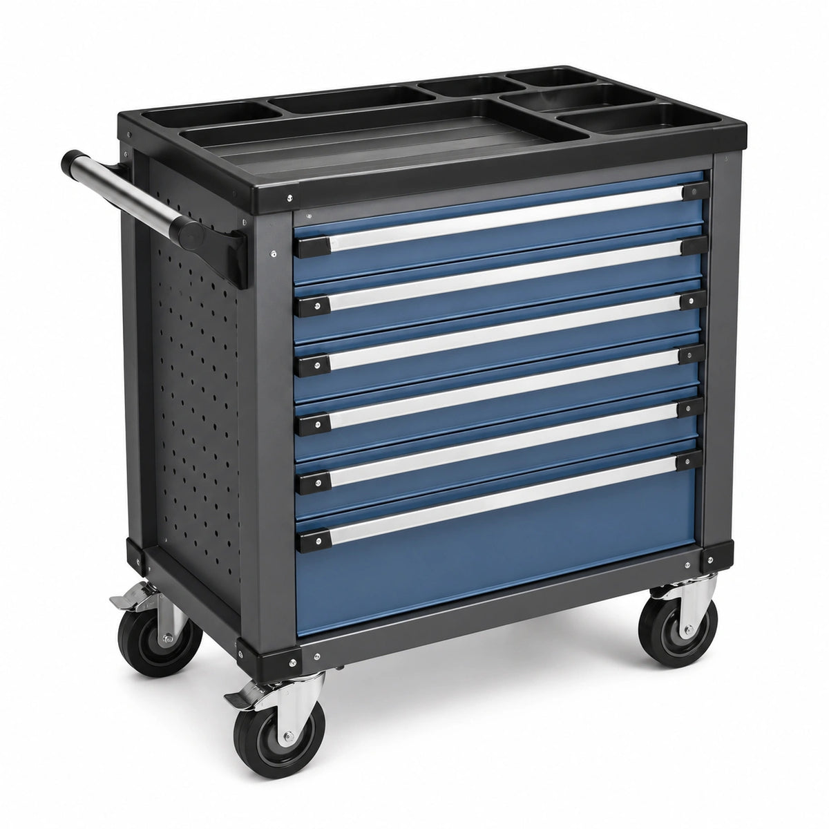 Carro de herramientas de metal con 7 cajones azul 77 x 46 x 97 cm