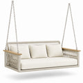 Columpio de Rattan Sintético con Cojines Crema 200x90x75 cm