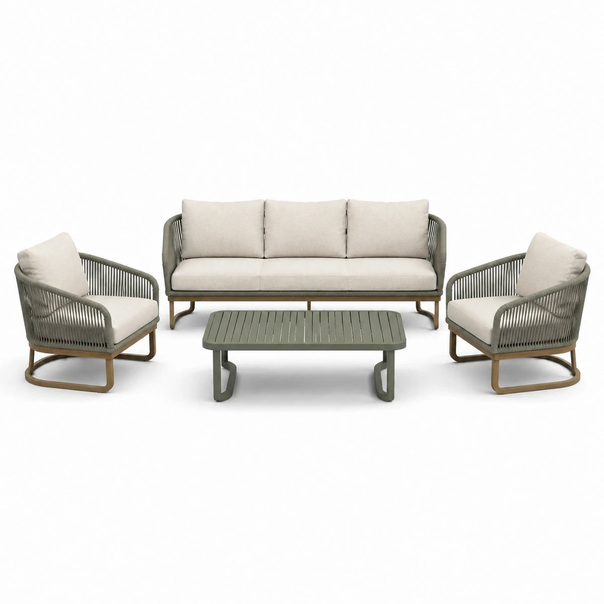 Conjunto de Sofá de Jardín con Aluminio y Cojines Beige